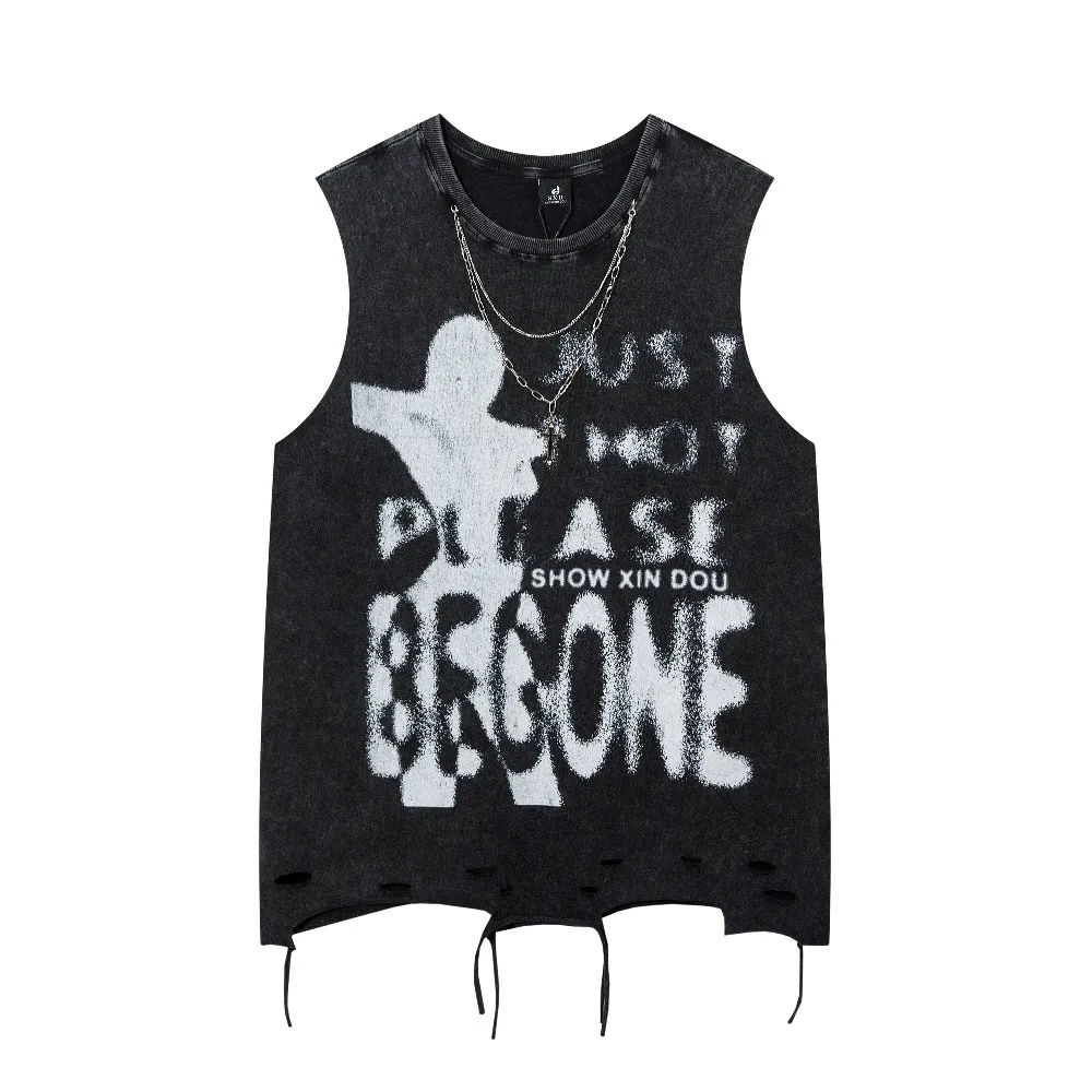 Necklace Distressed Printed Washed Oversized y2k T Shirt Black Tees for Men Women Sleeveless Gothic Ripped Hole Grunge Clothes 
Necklace Distressed Printed Washed Oversized y2k T Shirt Black Tees for Men Women Sleeveless Gothic Ripped Hole Grunge Clothes