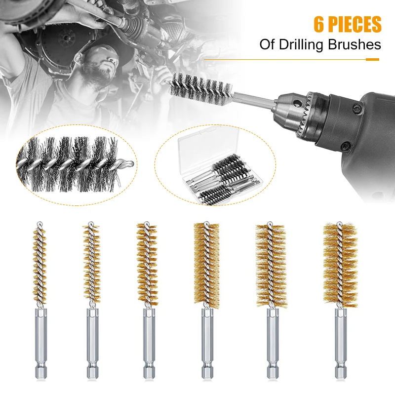 6Pcs 8/10/12/15/17/19mm Wire Brush Stainless Steel Cleaning Brush For Power Impact Drill Paint/Rust Cleaner Tube Polishing Tool
6Pcs 8/10/12/15/17/19mm Wire Brush Stainless Steel Cleaning Brush For Power Impact Drill Paint/Rust Cleaner Tube Polishing Tool