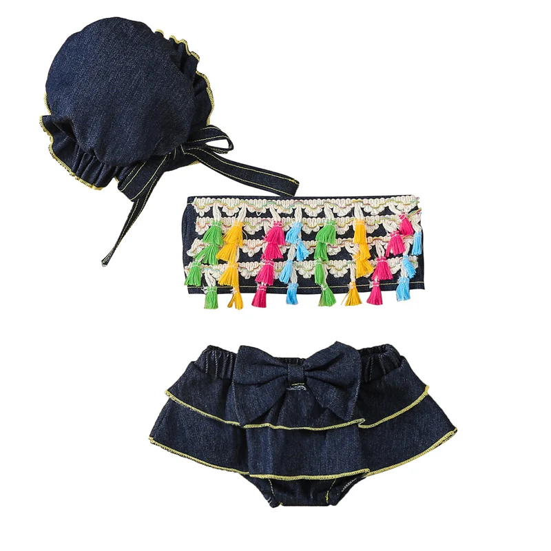 Fashion Summer Infant Girls Three piece Pants Suit Navy Blue Tassels Tube Tops Culottes Bucket Cap Baby's Sets
Fashion Summer Infant Girls Three piece Pants Suit Navy Blue Tassels Tube Tops Culottes Bucket Cap Baby's Sets