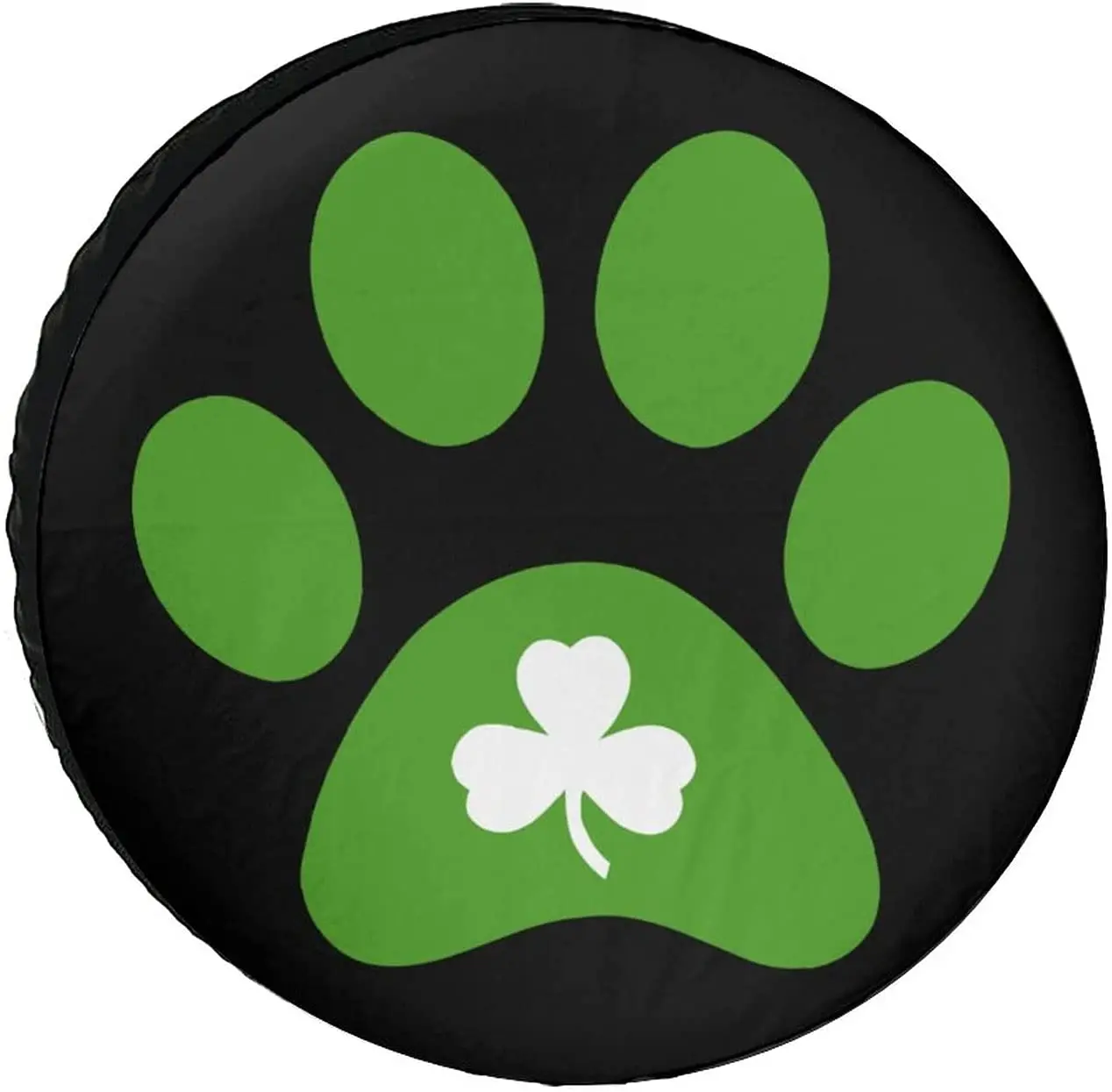 

Dog Paw Print Clover Funny Spare Tire Cover Camping Wheel Protectors Printed for RV SUV Truck Trailer 14" 15" 16" 17" Inch