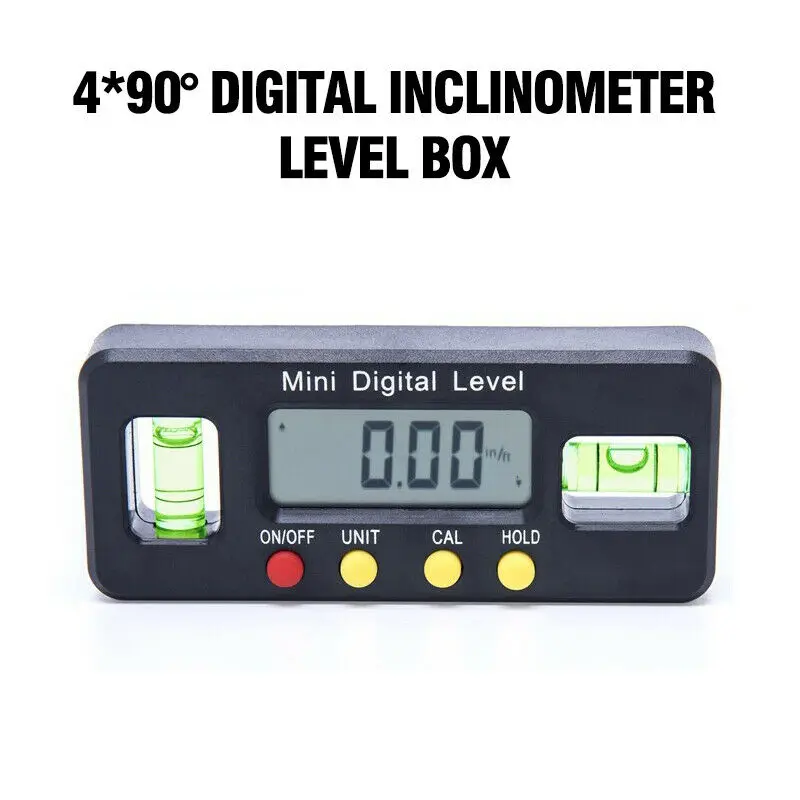 4Pcs 90° Digital Protractor Inclinometer Level Goniometer Magnet Gauge Rule Box Shape Waterproof Angle Finder Measure Bevel Box
4Pcs 90° Digital Protractor Inclinometer Level Goniometer Magnet Gauge Rule Box Shape Waterproof Angle Finder Measure Bevel Box
