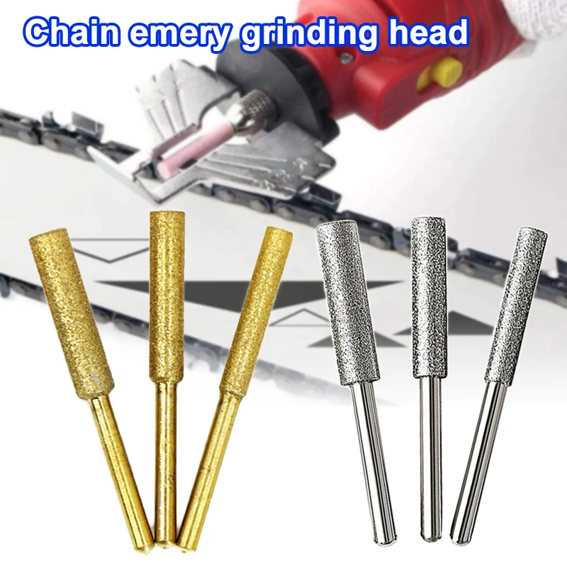 

5 Pcs Diamond Coated Cylindrical Burr Chainsaws Sharpener Stone File Chainsaw Carving Sharpening Tool Emery Grinding Head