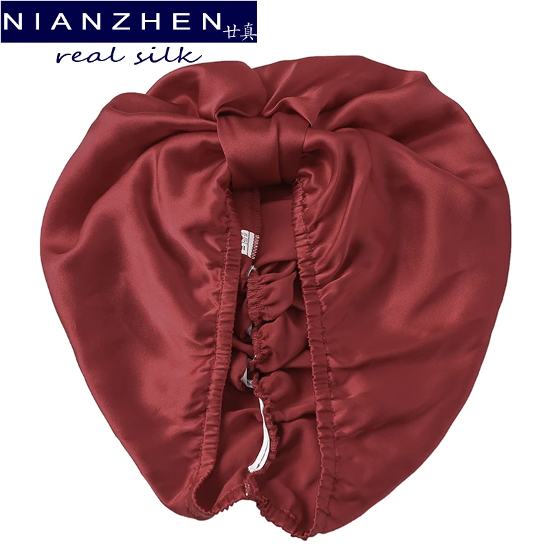 

NIANZHEN Real Silk Night Sleep Cap Silk Cap for Sleeping Women Flounced Brand Hair Care Accessories 12037