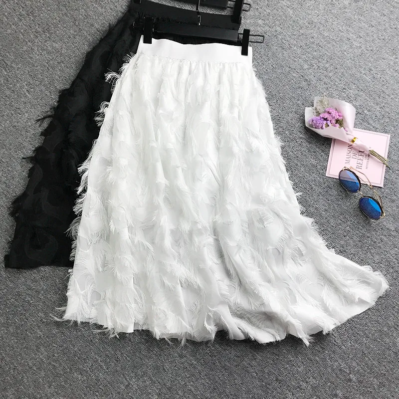 Women High Waist Skirts Free Size Feather Print Chiffon Skirt Women Casual Mid-calf Solid A-line Tassels Midi Tweed Skirts 2021
Women High Waist Skirts Free Size Feather Print Chiffon Skirt Women Casual Mid-calf Solid A-line Tassels Midi Tweed Skirts 2021