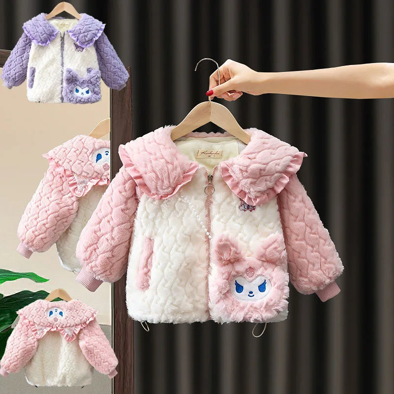 Sanrios Children Kuromi Woolen Sweater Coat Sherpa Anime Figure Autumn and Winter Cardigan Fashion Kids Girl Cartoon Kawaii Hot 
Sanrios Children Kuromi Woolen Sweater Coat Sherpa Anime Figure Autumn and Winter Cardigan Fashion Kids Girl Cartoon Kawaii Hot