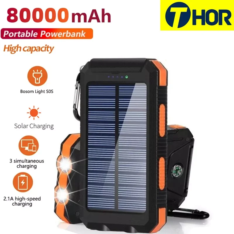 2023New 80000mAh Solar Power Bank Solar Panel Powerbank Waterproof Dual USB Battery Charging LED External Charger For iPhone Sam 
2023New 80000mAh Solar Power Bank Solar Panel Powerbank Waterproof Dual USB Battery Charging LED External Charger For iPhone Sam