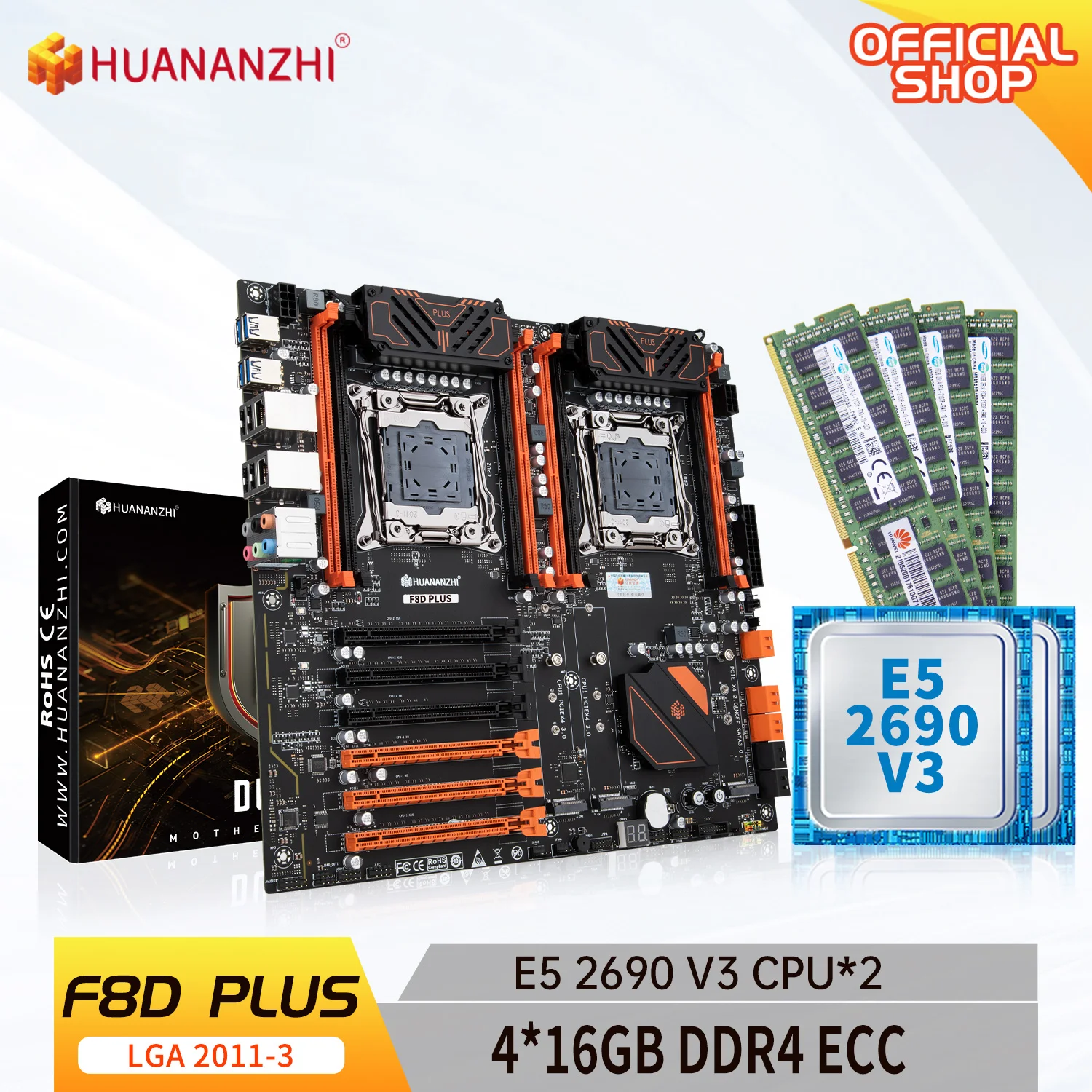 HUANANZHI F8D PLUS LGA 2011-3 Motherboard Intel Dual CPU with Intel XEON E5 2690 V3*2 with 4*16G DDR4 RECC memory combo kit set
HUANANZHI F8D PLUS LGA 2011-3 Motherboard Intel Dual CPU with Intel XEON E5 2690 V3*2 with 4*16G DDR4 RECC memory combo kit set