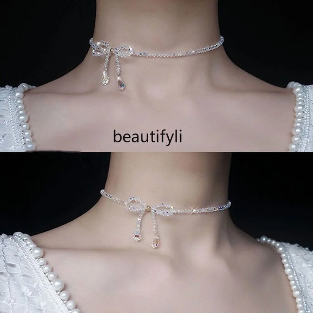 zqCrystal Necklace Beaded Pearl Bow Necklace Short Chain Bridal Wedding Accessory Fairy Neck Ornament
zqCrystal Necklace Beaded Pearl Bow Necklace Short Chain Bridal Wedding Accessory Fairy Neck Ornament