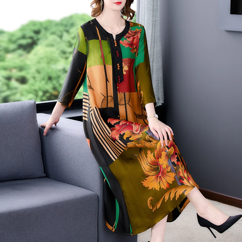 2022 New Floral Natural Silk Midi Dress Women Long Sleeve Elegant Loose Waist Dess Spring Autumn Korean Vintage Casual Vestidos
2022 New Floral Natural Silk Midi Dress Women Long Sleeve Elegant Loose Waist Dess Spring Autumn Korean Vintage Casual Vestidos