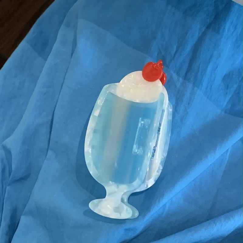 

Muweordy Ice Cream Soda Crab Hair Clip Cocktail Acetate Claw Clip Funny Blue Shark Clip Headwear Hair Accessories for Women Girl