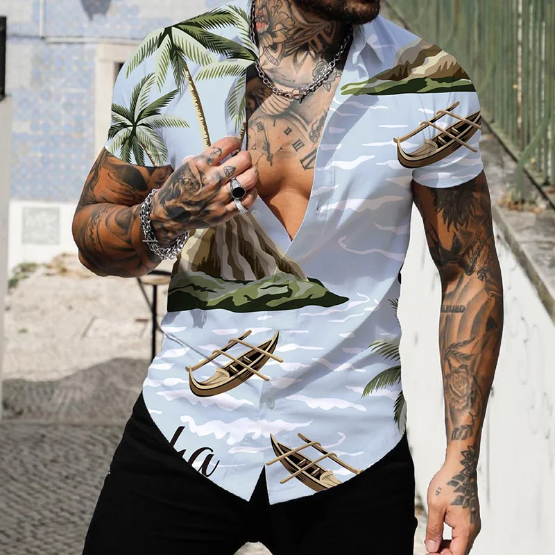 Men Summer Polyester Short Sleeve Shirt Print Casual Hawaiian Beach Male Top Turn-down Collar T-shirts Men's Clothes Blouse
Men Summer Polyester Short Sleeve Shirt Print Casual Hawaiian Beach Male Top Turn-down Collar T-shirts Men's Clothes Blouse