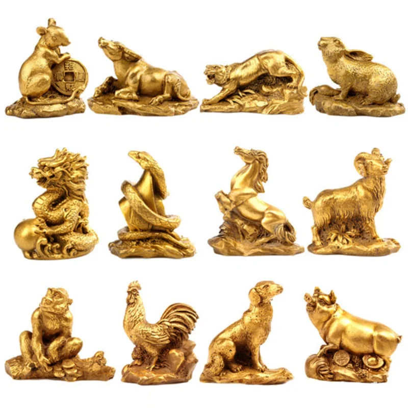 

Chinese Zodiac Twelve Statue Copper Animal Ornament Rat Ox Tiger Rabbit Dragon Snake Horse Sheep Monkey Chicken Dog Pig Figure
