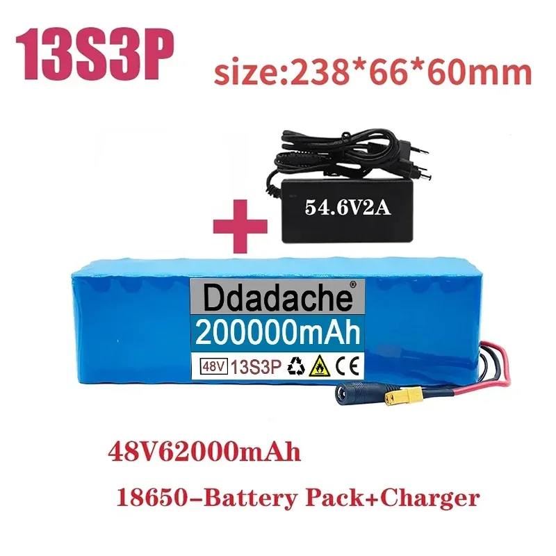 XT60 Plug 48V200Ah 2000W 13S3P 48VLithiumIonBattery for 54.6VE-Bike Electric Bicycle Scooter with BMS+54.6VCharger Free Shipping
XT60 Plug 48V200Ah 2000W 13S3P 48VLithiumIonBattery for 54.6VE-Bike Electric Bicycle Scooter with BMS+54.6VCharger Free Shipping