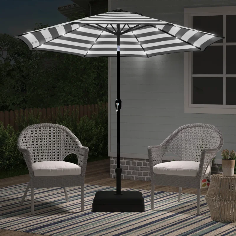 Abble 9' Black and White Striped Octagon Lighted Patio Umbrella with LED Lights shade umbrellas beach umbrella outdoor
Abble 9' Black and White Striped Octagon Lighted Patio Umbrella with LED Lights shade umbrellas beach umbrella outdoor