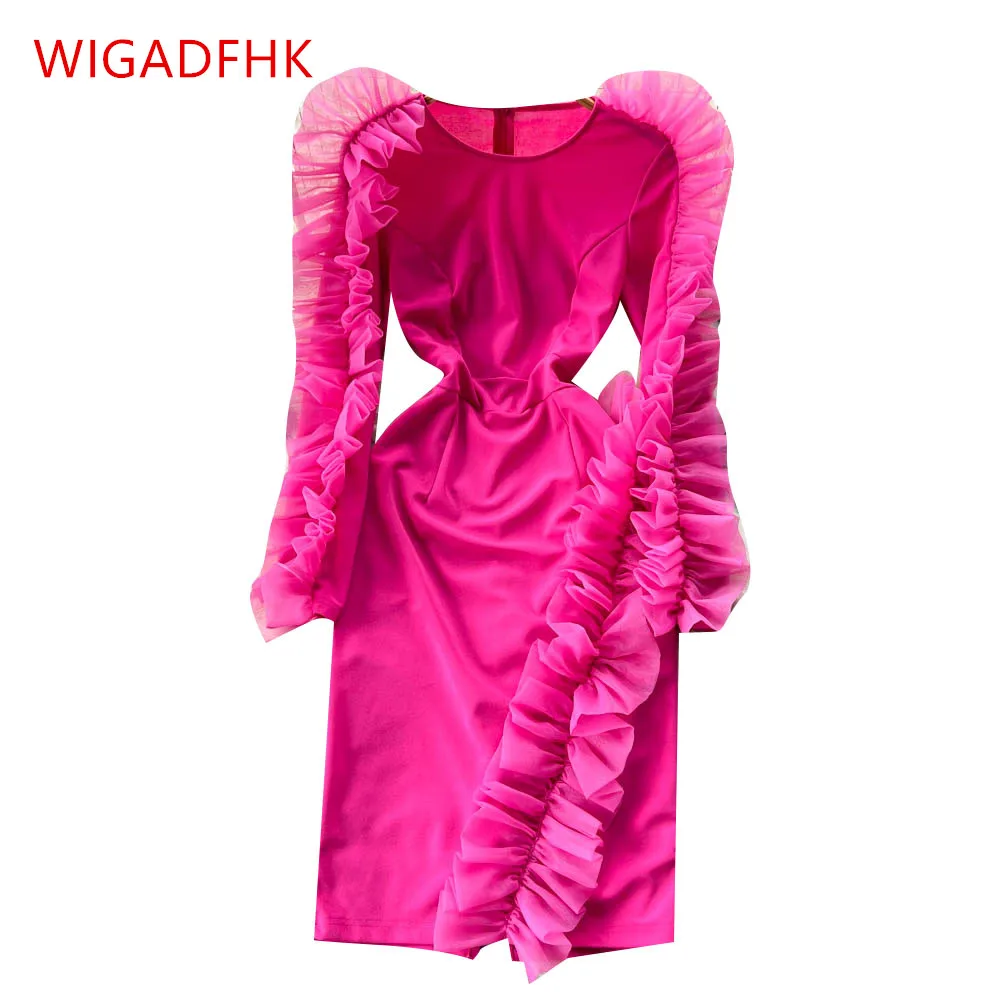 WIGADFHK Spring And Autumn Bohemian Chiffon Dress Women's Design Feeling Ruffle Rose Red Ear Edge Long Sleeve Slim Party Dress
WIGADFHK Spring And Autumn Bohemian Chiffon Dress Women's Design Feeling Ruffle Rose Red Ear Edge Long Sleeve Slim Party Dress