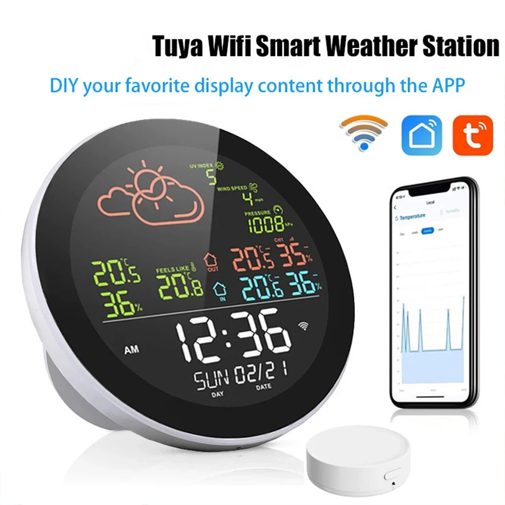 Tuya Wifi Smart Weather Station Digital Thermometer Hygrometer Weather Forecast Sensor Indoor/Outdoor Temperature Humidity Meter
Tuya Wifi Smart Weather Station Digital Thermometer Hygrometer Weather Forecast Sensor Indoor/Outdoor Temperature Humidity Meter