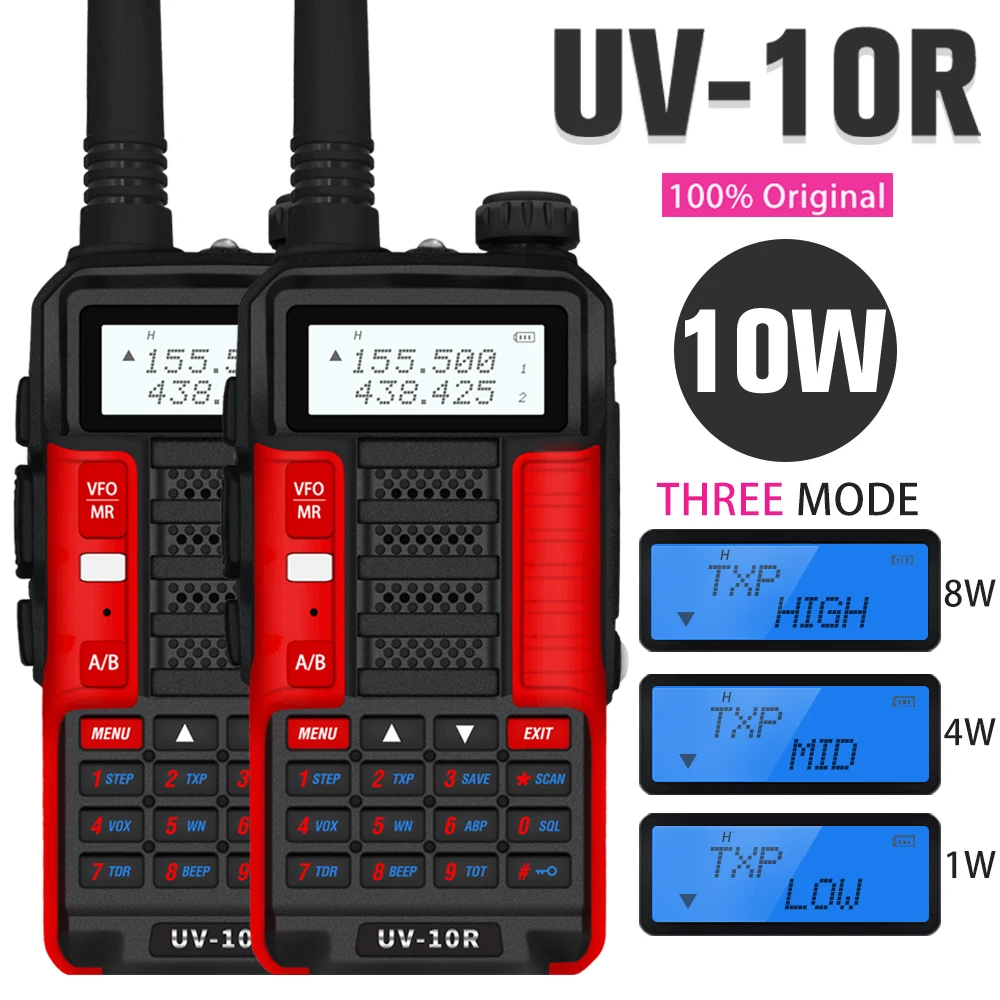 2PCS Baofeng UV-10R 10W Powerful Walkie Talkie UHF/VHF Dual Band Two Way CB Ham Radio Portable UV10R Professional HF Transceiver
2PCS Baofeng UV-10R 10W Powerful Walkie Talkie UHF/VHF Dual Band Two Way CB Ham Radio Portable UV10R Professional HF Transceiver