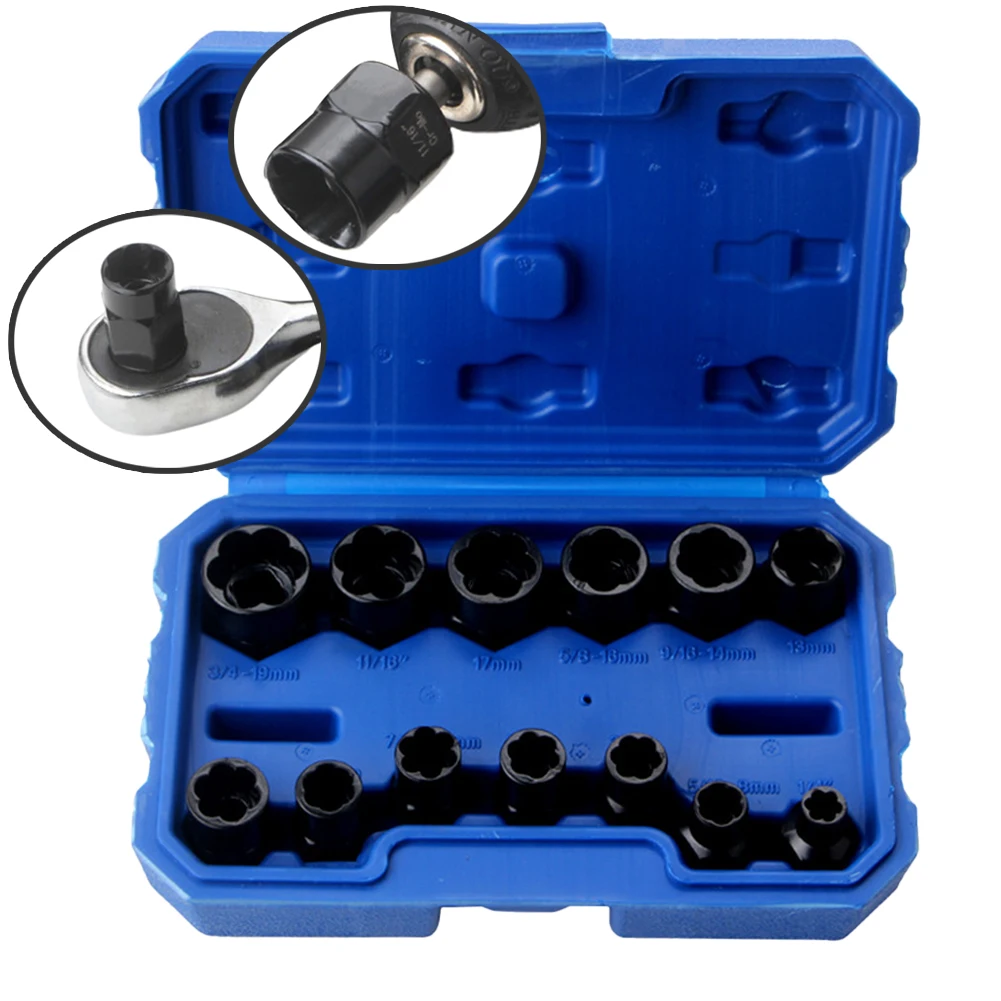 13 Pcs Nuts Remover Set Bolt Extractor Tool 3/4-1/4'' For Electric Drill Ratchet Wrench Power Tool Accessories Auto Repairing
13 Pcs Nuts Remover Set Bolt Extractor Tool 3/4-1/4'' For Electric Drill Ratchet Wrench Power Tool Accessories Auto Repairing