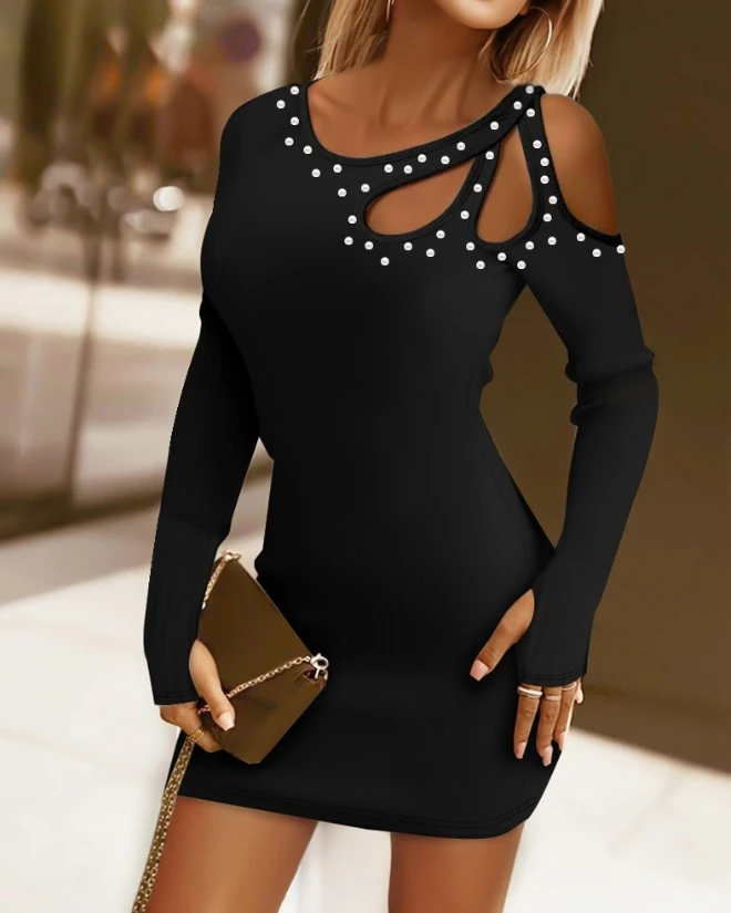 Sexy Women's Dress 2023 New Fashion Hollow Out Beaded Bodycon Dress Irregular Collar Long Sleeves Plain Mini Skinny Dresses
Sexy Women's Dress 2023 New Fashion Hollow Out Beaded Bodycon Dress Irregular Collar Long Sleeves Plain Mini Skinny Dresses
