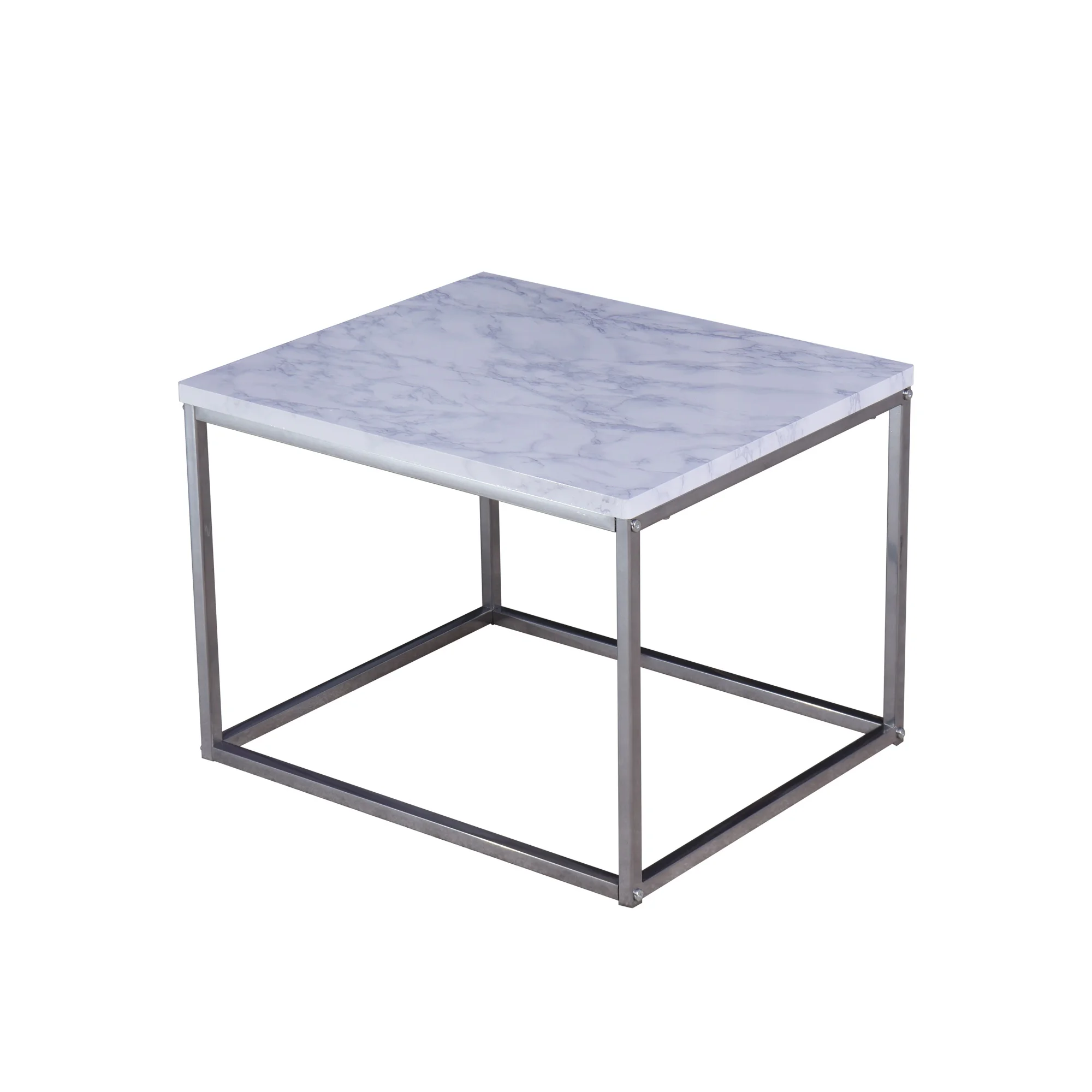 

Living Room White Coffee Table with MDF Top, Nesting Table with Metal Legs 17.71 x 20.87 x 15.36 inch