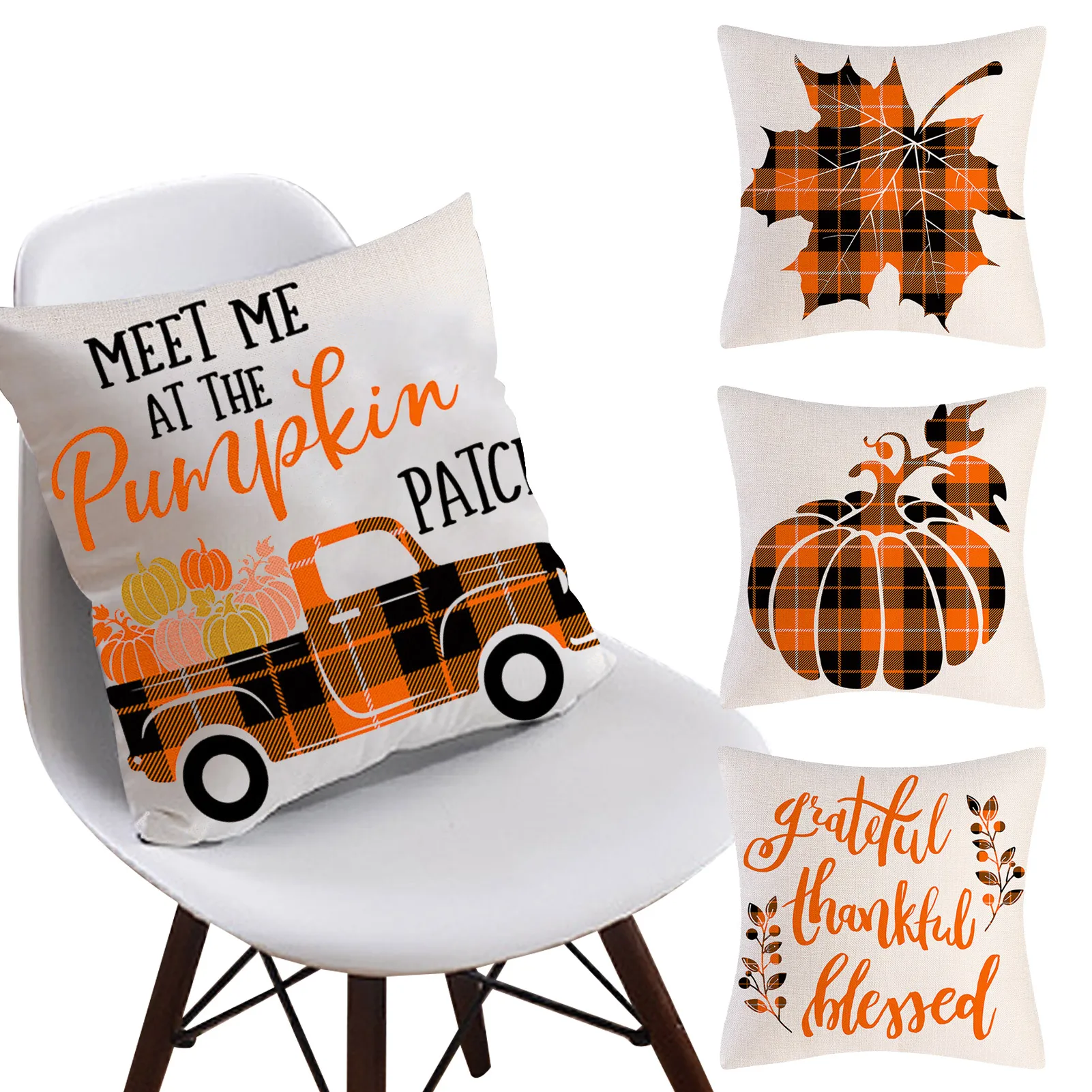 Pumpkin Pillow Covers Thanksgiving Throw Pillow Covers 18x18 Set of 4 Creative Linen Pillowcases for Sofa Couch Home Car
Pumpkin Pillow Covers Thanksgiving Throw Pillow Covers 18x18 Set of 4 Creative Linen Pillowcases for Sofa Couch Home Car
