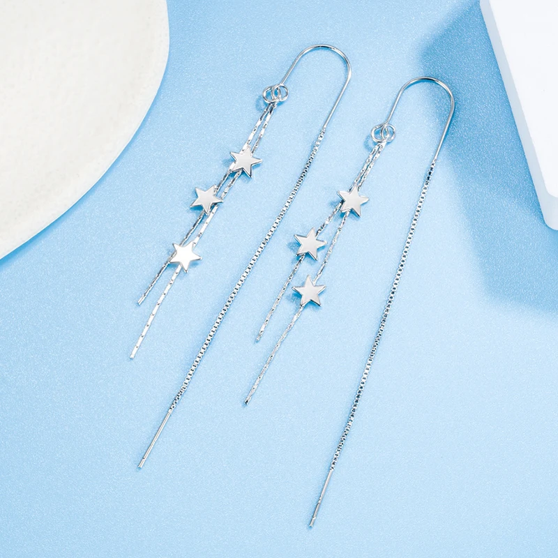 KOFSAC New Long Tassel Earrings Fashion Three Stars Ear Line Elegant 925 Sterling Silver Earring Lady Party Jewelry Women Gifts
KOFSAC New Long Tassel Earrings Fashion Three Stars Ear Line Elegant 925 Sterling Silver Earring Lady Party Jewelry Women Gifts