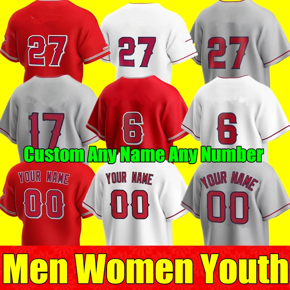 

2022 New Custom Any Name Number Men Women Kids Baseball Jersey Mike Trout Shohei Ohtani Anthony Rendon Stitched T Shirt