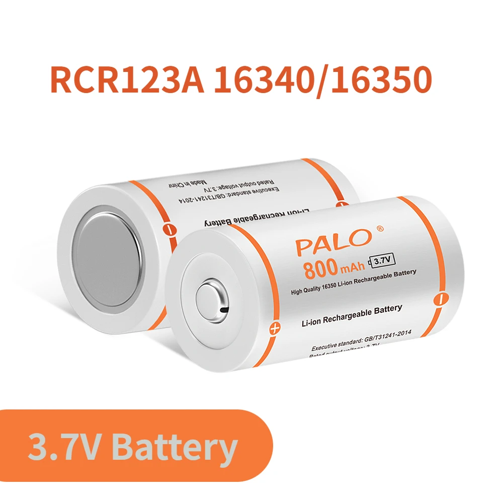 PALO 3.7V CR123A Battery 800mAh Li-ion Rechargeable 16340 Batteries For LED Flashlight Laser Pen 16340 16350 RCR 123 L70 Battery
PALO 3.7V CR123A Battery 800mAh Li-ion Rechargeable 16340 Batteries For LED Flashlight Laser Pen 16340 16350 RCR 123 L70 Battery