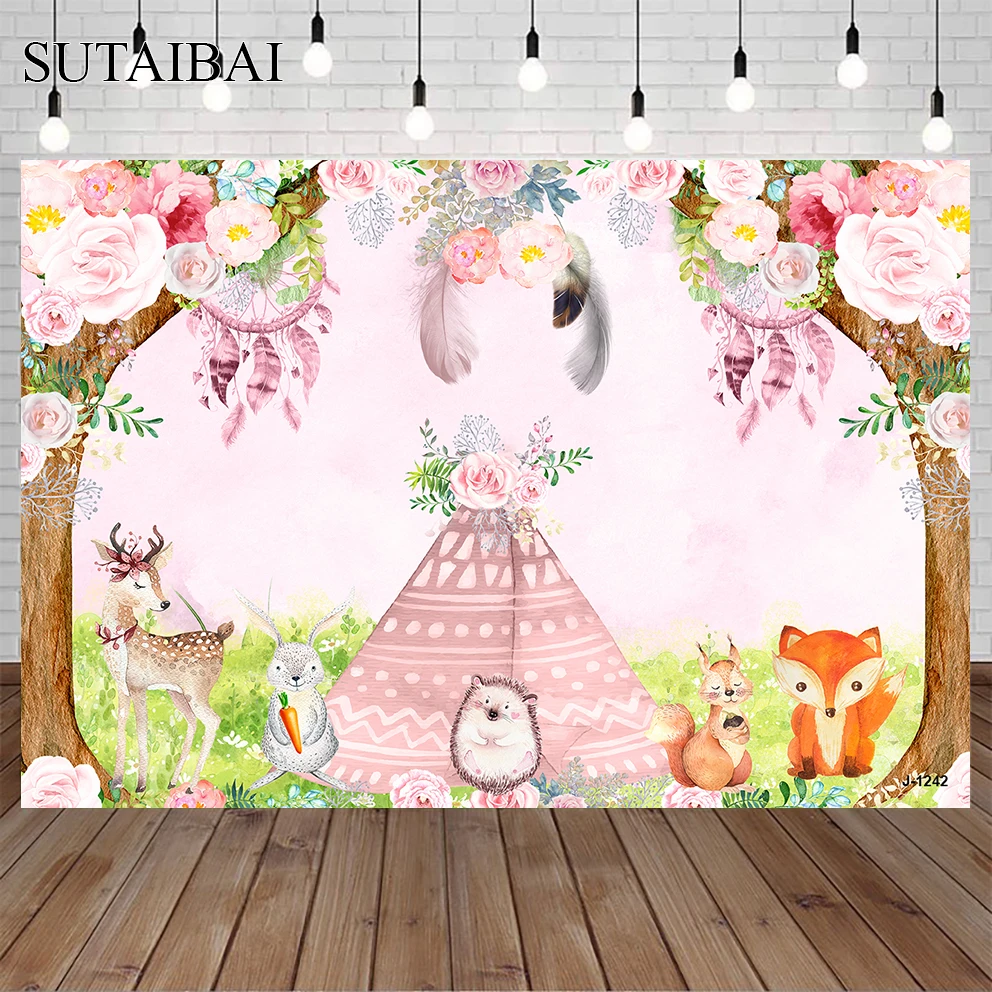 Cute Animals Floral Flowers Watercolor Tent Woodland Jungle Safari Pink Girl Baby Birthday Photo Studio Photography Backdrop
Cute Animals Floral Flowers Watercolor Tent Woodland Jungle Safari Pink Girl Baby Birthday Photo Studio Photography Backdrop