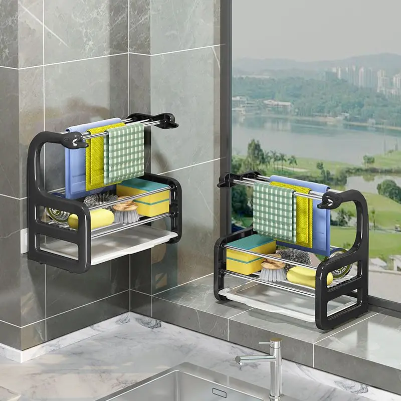 Kitchen drainage cloth rack, wall mounted non perforated countertop storage rack
Kitchen drainage cloth rack, wall mounted non perforated countertop storage rack