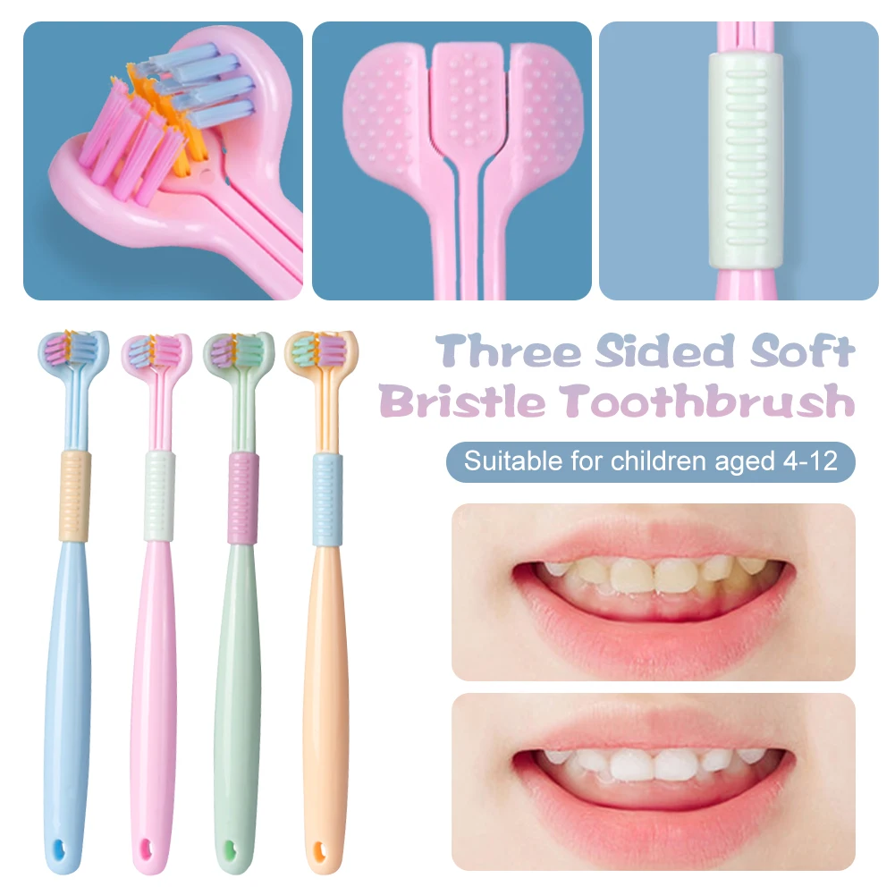 Three Sided Soft Bristle Children Toothbrush Deep Cleaning Teeth Brush With Tongue Scraper Teeth Cleaner For 4-12Yrs Oral Care
Three Sided Soft Bristle Children Toothbrush Deep Cleaning Teeth Brush With Tongue Scraper Teeth Cleaner For 4-12Yrs Oral Care