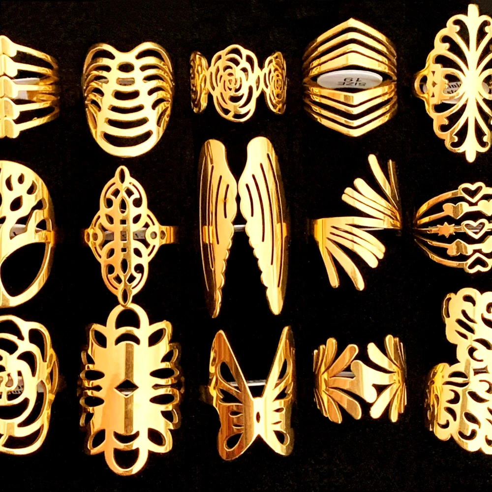 Bulk Lots 30 Style Mix Big Exaggerated Flower Pattern Stainless Steel Rings Silver Gold Plated Women Wedding Party Gifts Jewelry
Bulk Lots 30 Style Mix Big Exaggerated Flower Pattern Stainless Steel Rings Silver Gold Plated Women Wedding Party Gifts Jewelry