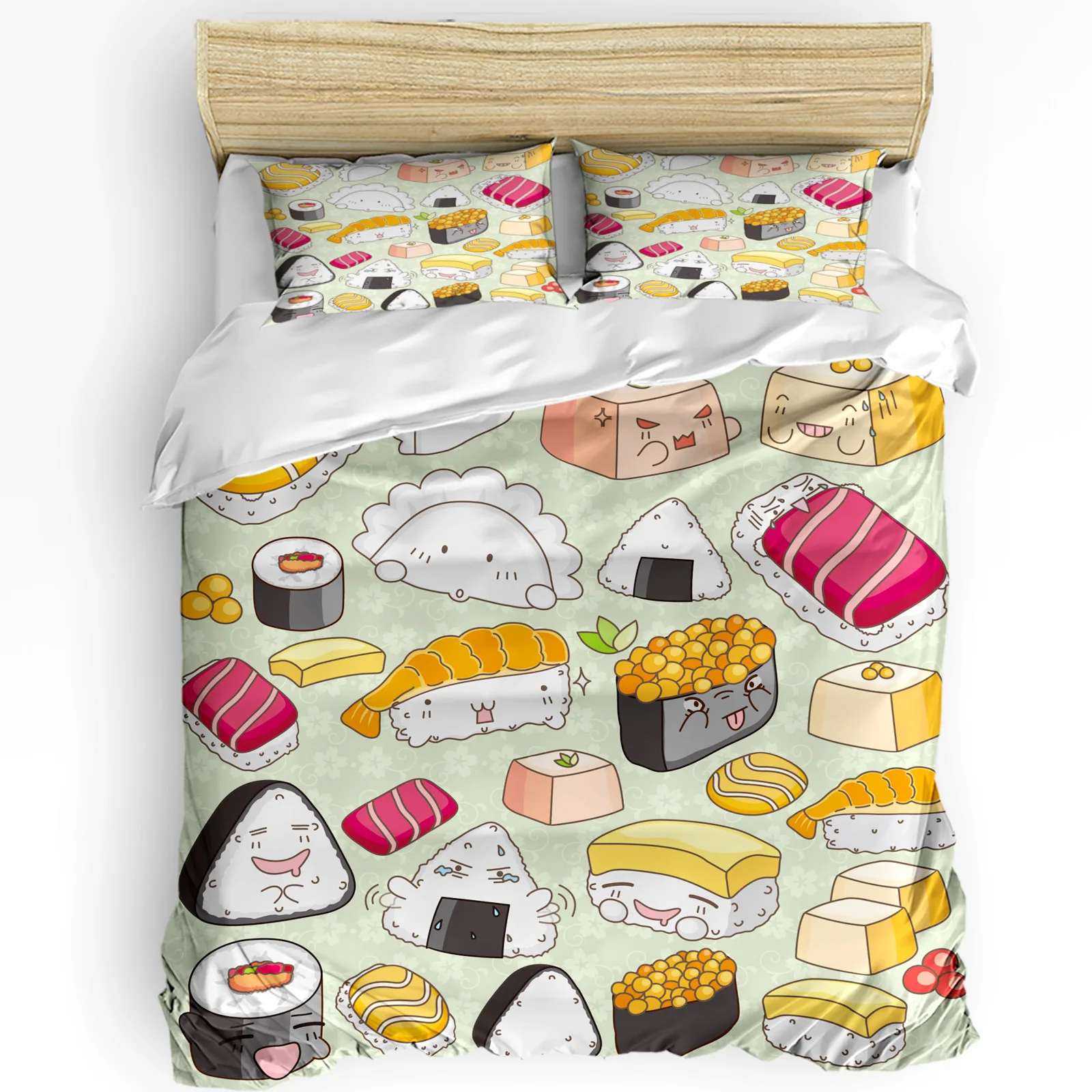 

Sushi Cartoon Japanese Culture Delicious Food 3pcs Bedding Set For Double Bed Home Textile Duvet Cover Quilt Cover Pillowcase