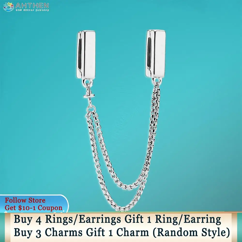 Ahthen 925 Sterling Silver Bead Silver Safety Chain Clip Charm fit Original Pandora Bracelets for Women Jewelry Making Girl Gift
Ahthen 925 Sterling Silver Bead Silver Safety Chain Clip Charm fit Original Pandora Bracelets for Women Jewelry Making Girl Gift