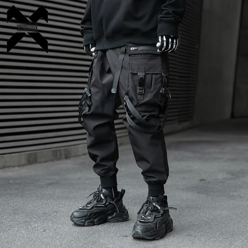 Hip Hop Tactical Cargo Pants Men Ribbons Joggers Trousers 2023 Spring Functional Elastic Waist Fahsion Streetwear Pant 
Hip Hop Tactical Cargo Pants Men Ribbons Joggers Trousers 2023 Spring Functional Elastic Waist Fahsion Streetwear Pant