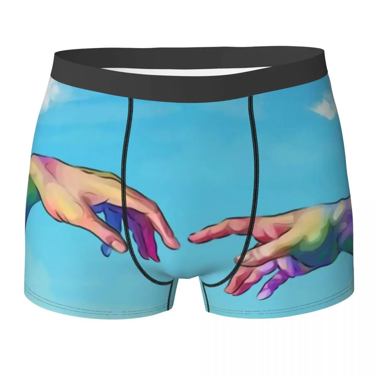 

Michelangelo Hands The Creation Of Adam Underwear Painting Male Panties Print Plain Trunk High Quality Boxer Brief Plus Size 2XL