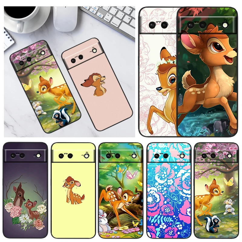

Disney Bambi Cartoon For Google Pixel 7 6 Pro 6A 5A 5 4 4A XL 5G Shell Soft Silicone Fundas Coque Capa Black Phone Case