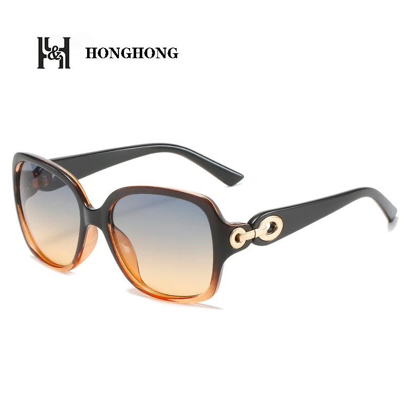 

2022 HONGHONG Fashion Designed Brand Sun Glasses UV400 Protection For Women Plastic Frame Metal Temples Polarized Oculos De Sol