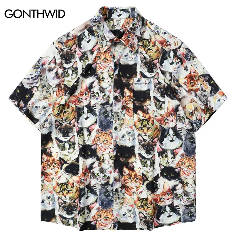 Hawaiian Shirt Streetwear Hip Hop Cat Family Graphic Print Short Sleeve Beach Shirts Summer Fashion Casual Loose Button Shirts
Hawaiian Shirt Streetwear Hip Hop Cat Family Graphic Print Short Sleeve Beach Shirts Summer Fashion Casual Loose Button Shirts