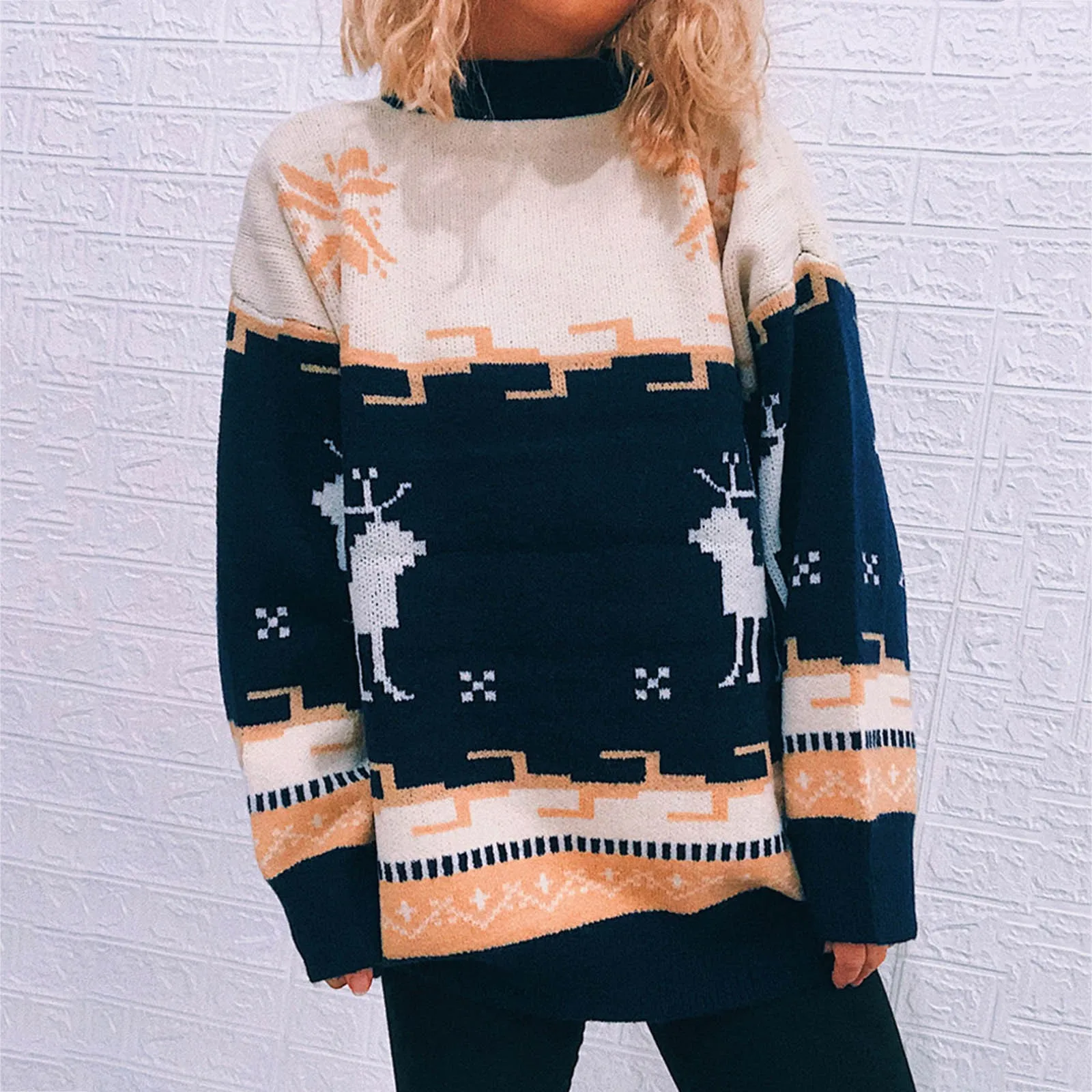 Женский Рождественский свитер, топы, полосатые пуловеры ручной вязки в стиле пэчворк с длинным рукавом и круглым вырезом, женская теплая толстовка, свитер женский
Женский Рождественский свитер, топы, полосатые пуловеры ручной вязки в стиле пэчворк с длинным рукавом и круглым вырезом, женская теплая толстовка, свитер женский