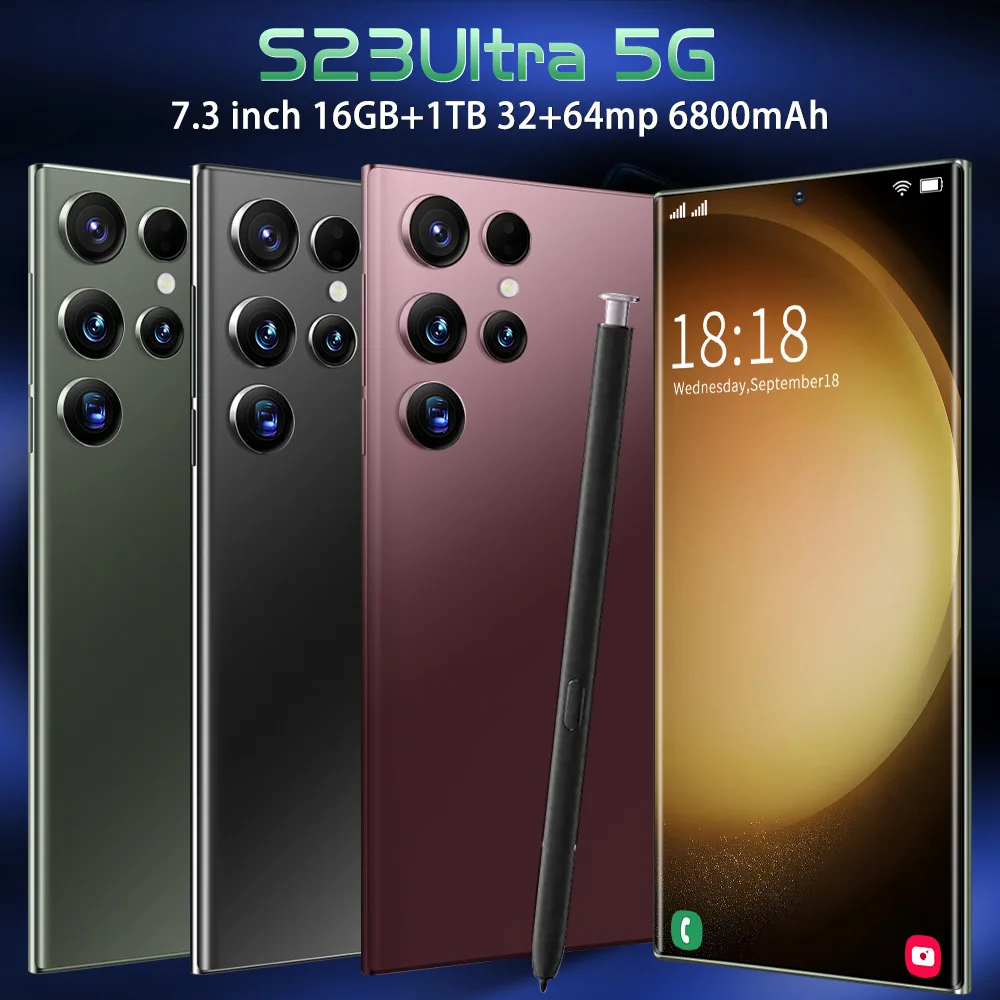 

Смартфон мобильный телефон S23 Ultra с экраном 7,3 HD, оригинальный телефон 16 ГБ + 1 ТБ, разблокированный сотовый телефон с двумя Sim-картами, Android, 7800 МП, мАч