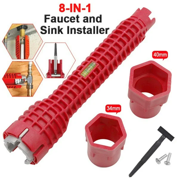 Faucet and Sink Installer Tool 8 in 1 Wrench Anti-slip Kitchen Sink Repair Tools Toilet Bowl/Sink/Kitchen Installation Wrench
Faucet and Sink Installer Tool 8 in 1 Wrench Anti-slip Kitchen Sink Repair Tools Toilet Bowl/Sink/Kitchen Installation Wrench