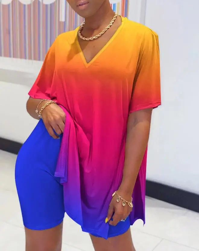 Ombre Slim Fit Top and High Waist Short Set 2023 Summer New Hot Selling Fashion Women's Wear
Ombre Slim Fit Top and High Waist Short Set 2023 Summer New Hot Selling Fashion Women's Wear