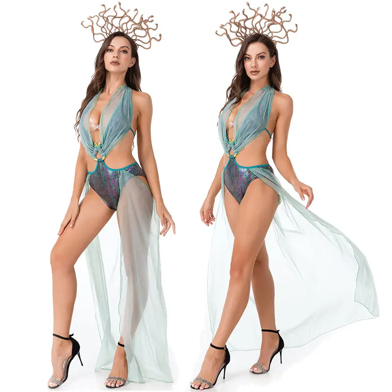Purim Halloween Carnival Party Ancient Greek Myth Medusa Snake Siamese Costume Women Sexy Cosplay Snake Siren Witch Fancy Dress
Purim Halloween Carnival Party Ancient Greek Myth Medusa Snake Siamese Costume Women Sexy Cosplay Snake Siren Witch Fancy Dress