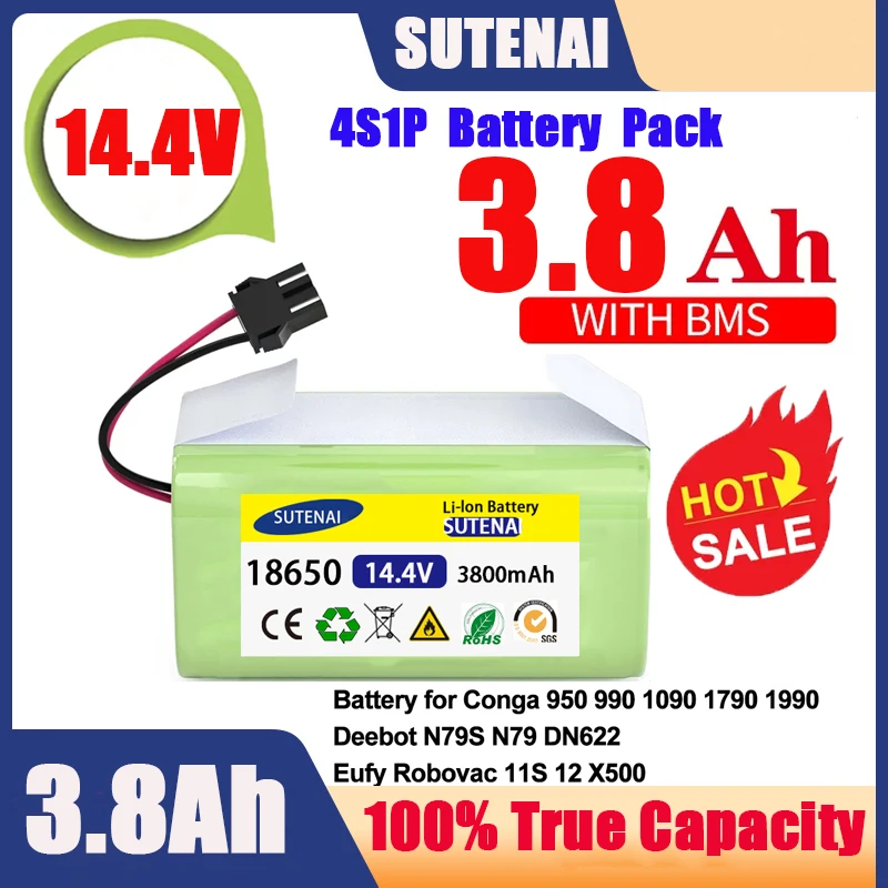 14.4V 6.8Ah Li-ion battery for Cecotec Conga Excellence 950 990 1090 Ecovacs Deebot DN621 601/605 Eufy RoboVac 35C Panda i7 V710
14.4V 6.8Ah Li-ion battery for Cecotec Conga Excellence 950 990 1090 Ecovacs Deebot DN621 601/605 Eufy RoboVac 35C Panda i7 V710