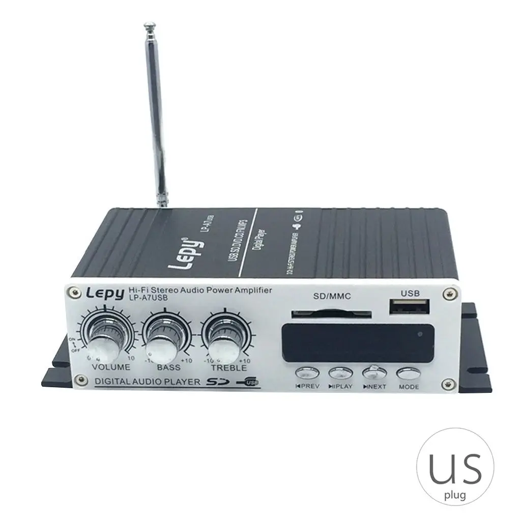 Lepy A7 USB Mini Super Bass Stereo Car Amplifier 2 Channel USB DVD CD FM MP3 Audio Player
Lepy A7 USB Mini Super Bass Stereo Car Amplifier 2 Channel USB DVD CD FM MP3 Audio Player