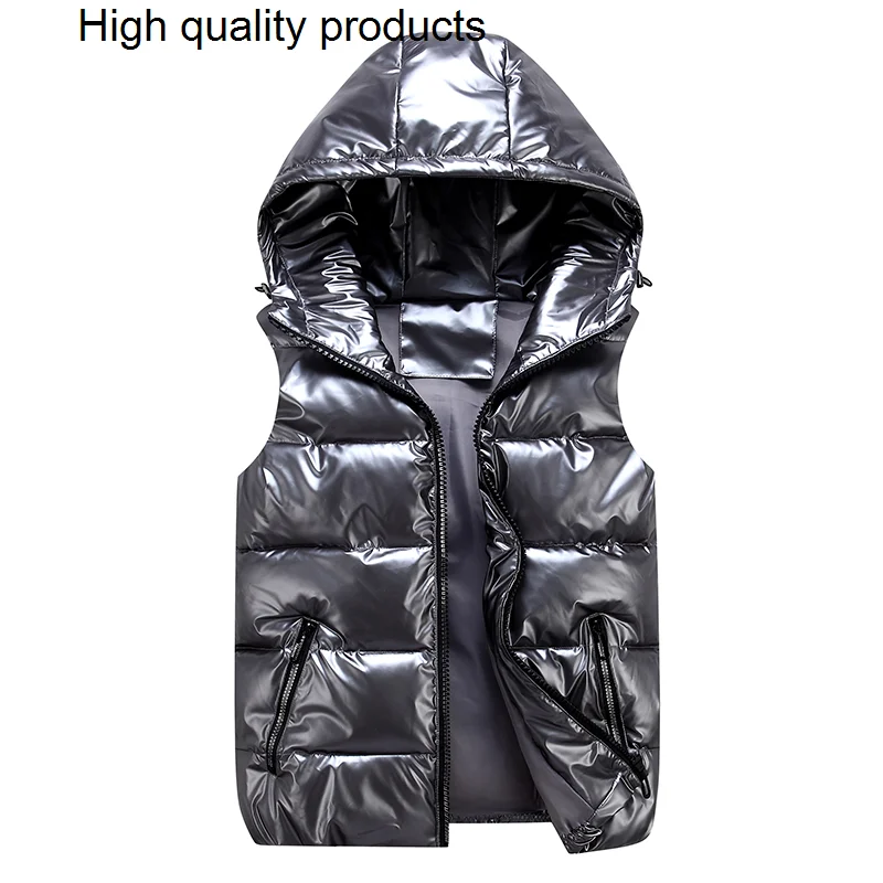 Men's Sleeveless Jacket Fashion Shiny Vest Winter Warm Hood Pockets Cotton Padded Husband Red Black Autumn Down Waistcoat Male
Men's Sleeveless Jacket Fashion Shiny Vest Winter Warm Hood Pockets Cotton Padded Husband Red Black Autumn Down Waistcoat Male