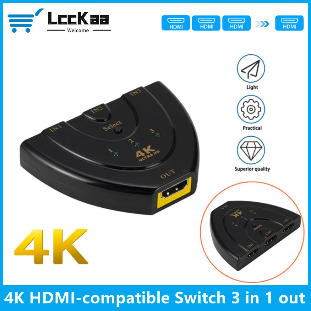 LccKaa Mini 3-портовый HDMI-совместимый коммутатор 1.4b 4K 4K * 2K 3D сплиттер 1080P 3-в-1 порт концентратор для DVD HDTV Xbox PS3 PS4
LccKaa Mini 3-портовый HDMI-совместимый коммутатор 1.4b 4K 4K * 2K 3D сплиттер 1080P 3-в-1 порт концентратор для DVD HDTV Xbox PS3 PS4