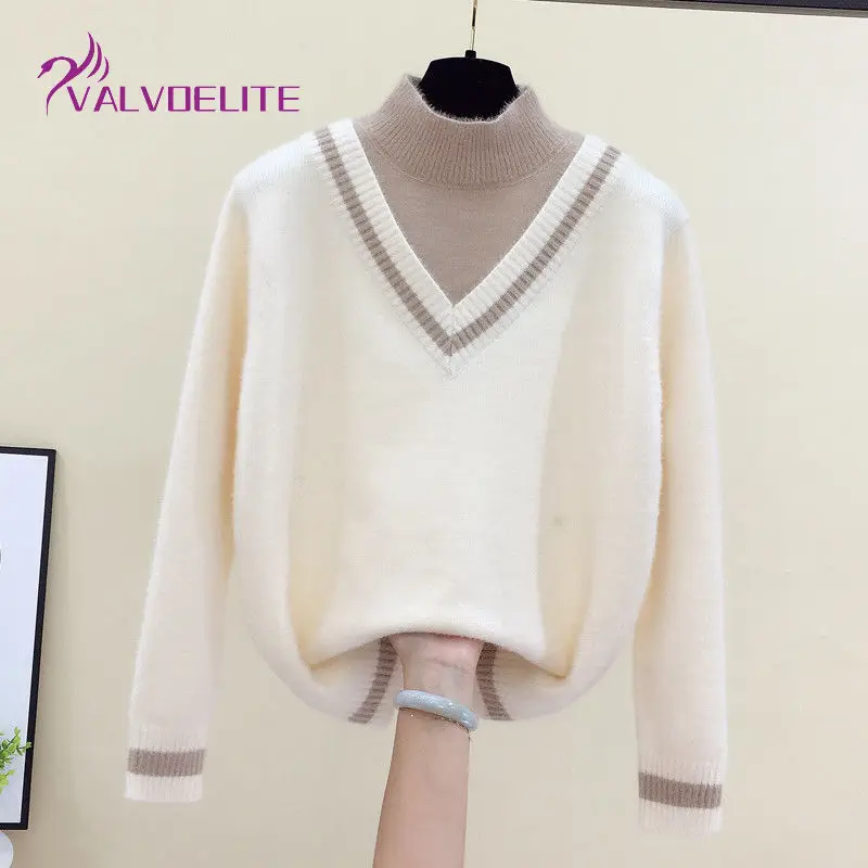 Fake Two-piece Sweater Woman Autumn Winter 2022 New Pullover College Style Outer Wear Loose Semi-high Collar Bottoming Sweater
Fake Two-piece Sweater Woman Autumn Winter 2022 New Pullover College Style Outer Wear Loose Semi-high Collar Bottoming Sweater