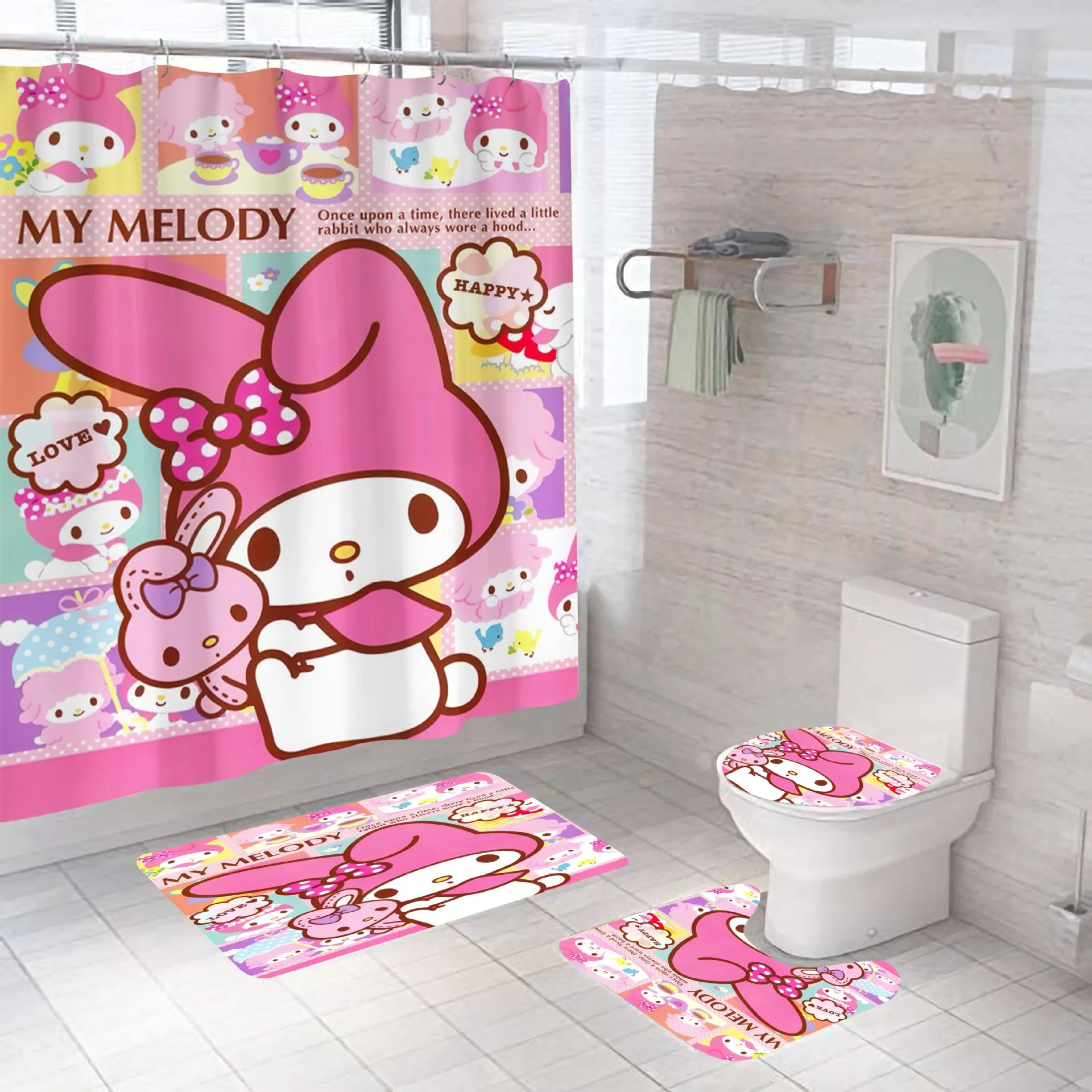 Kawaii Sanrioed My Melody Kitty Cartoon Printed Shower Curtains Bathroom Curtain Fabric Waterproof Bathroom Products With Hooks
Kawaii Sanrioed My Melody Kitty Cartoon Printed Shower Curtains Bathroom Curtain Fabric Waterproof Bathroom Products With Hooks